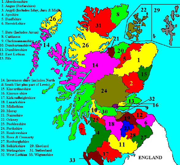 County Map of Scotland